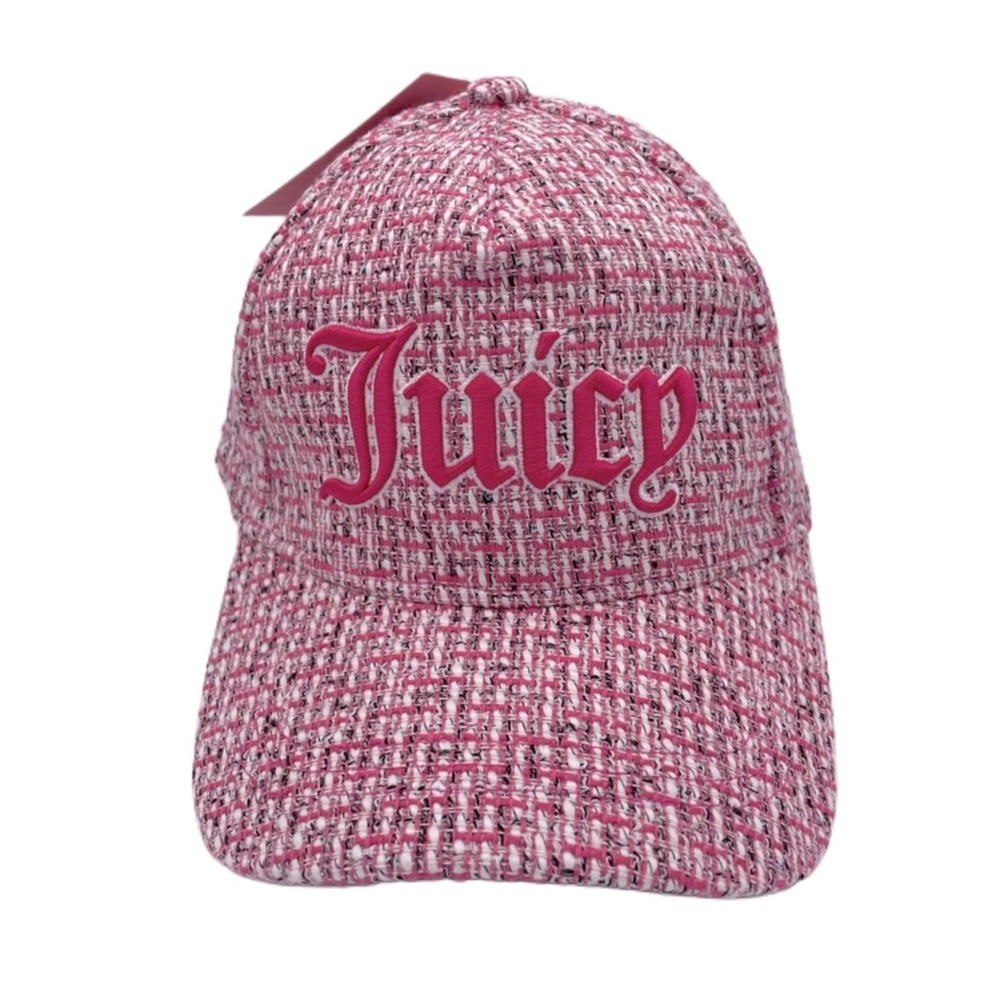 JUICY COUTURE TWEED VELCRO STRAPBACK ADJUSTABLE HAT - Pink